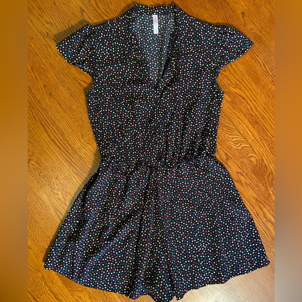 Black Polka Dot V-Neck Romper